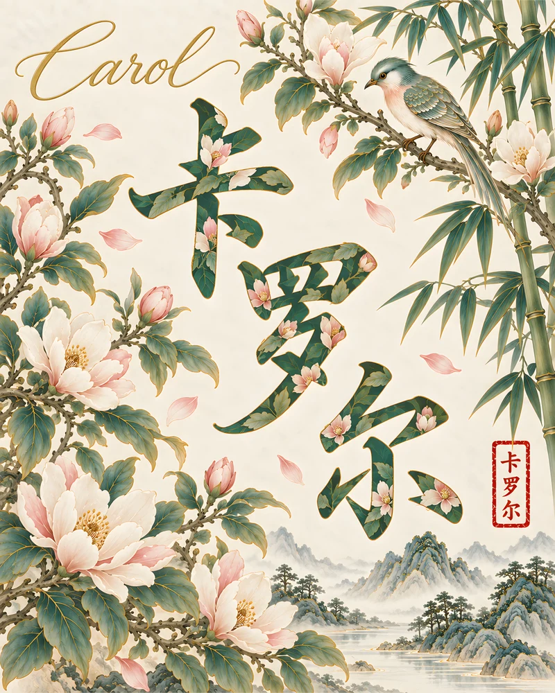 Carol 卡罗尔 floral Chinese name wall art preview
