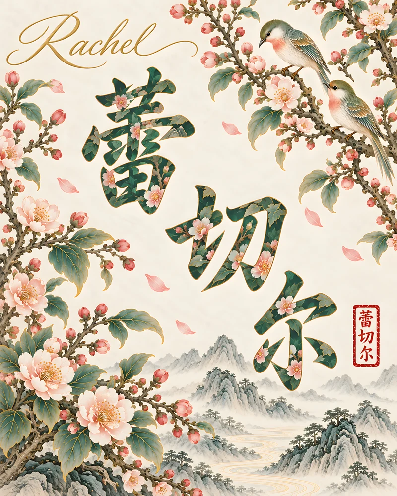 Rachel 蕾切尔 floral Chinese name wall art preview