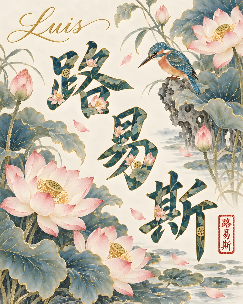 Luis 路易斯 floral Chinese name wall art preview
