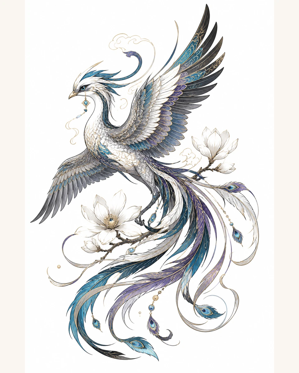 Luan Bird — Magnolia Flight original tattoo design preview