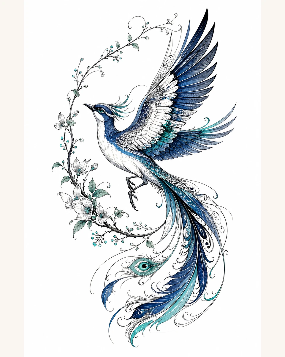 Blue Bird — Jade Messenger original tattoo design preview