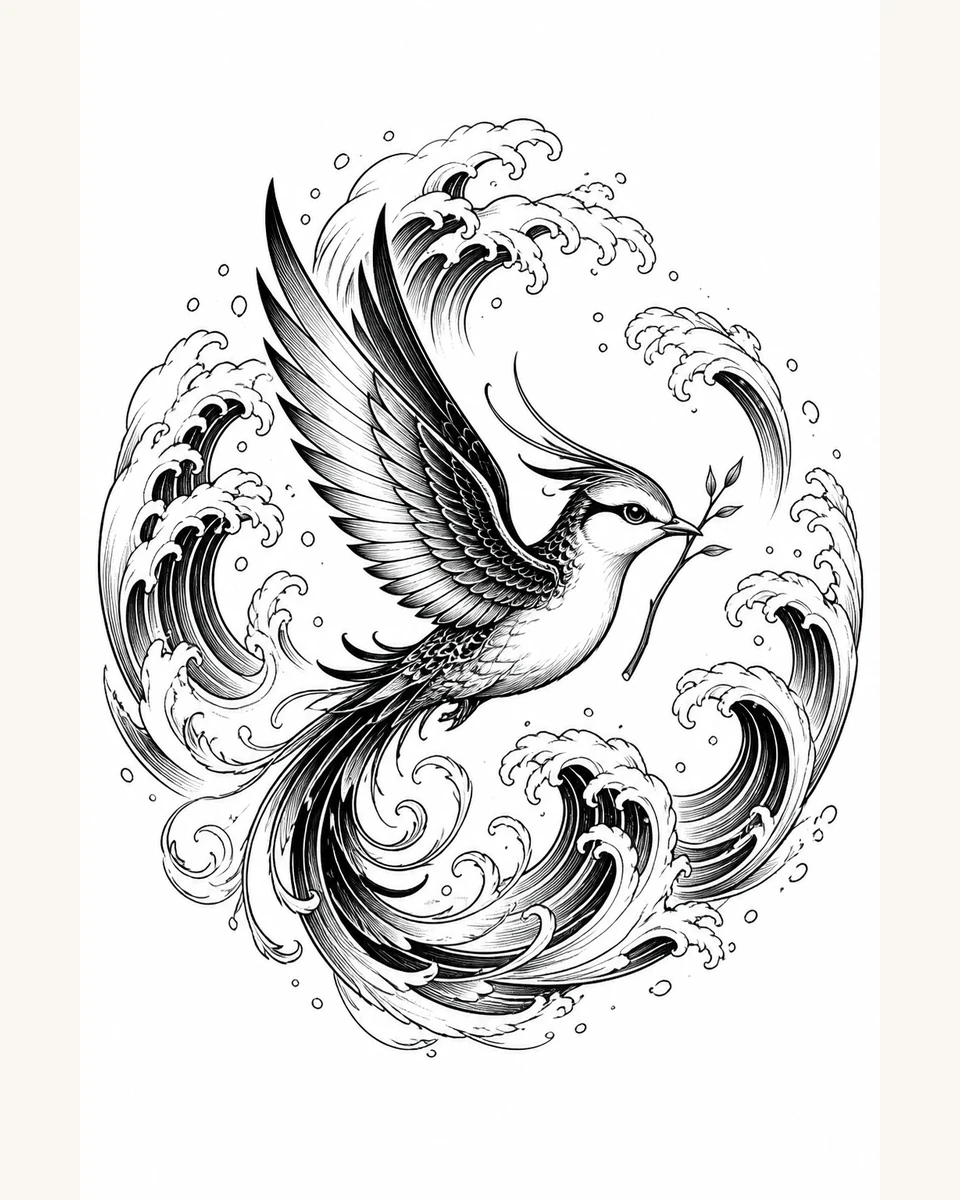 Jing Wei — Endless Resolve original tattoo design preview