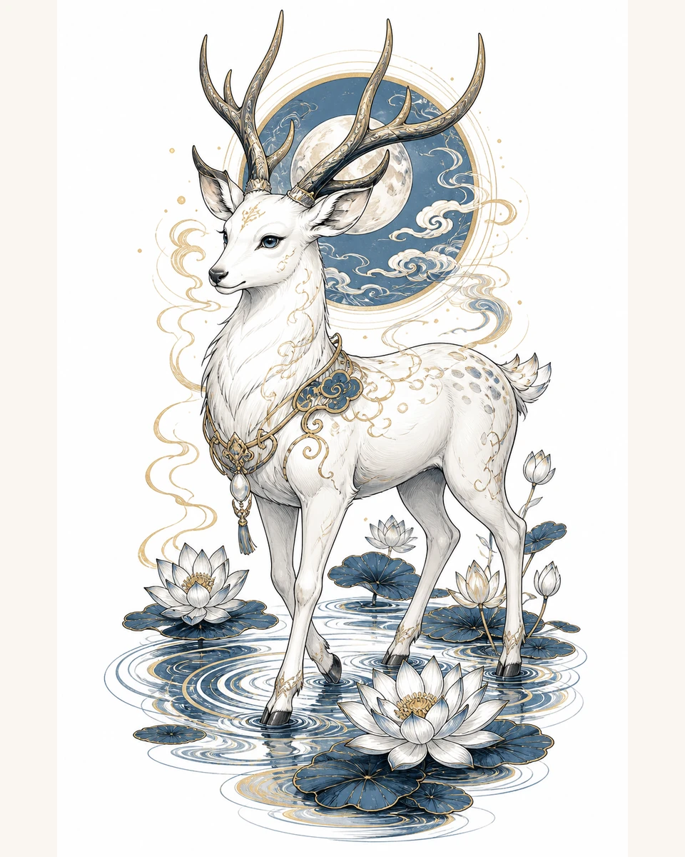 Fu Zhu — Moonlit Waters original tattoo design preview