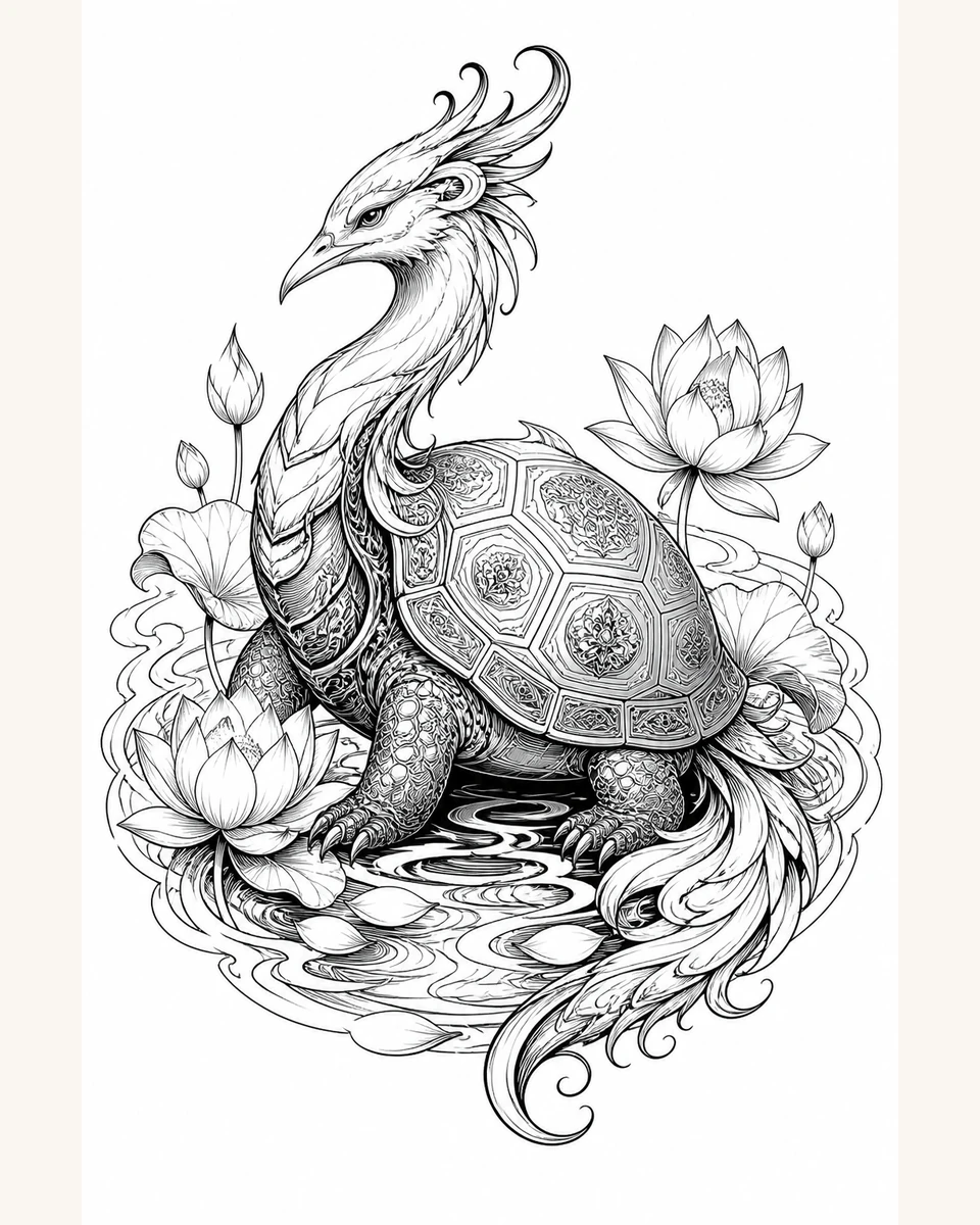 Xuan Gui — Lotus Compass original tattoo design preview