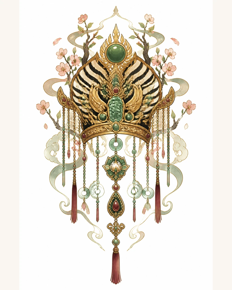 Queen Mother of the West Emblem — Jade Crown original tattoo design preview