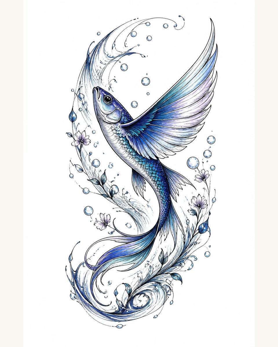 Wen Lin — Cobalt Current original tattoo design preview