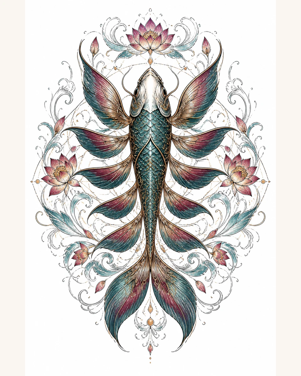 Qiu Yu — Tenfold Tide original tattoo design preview