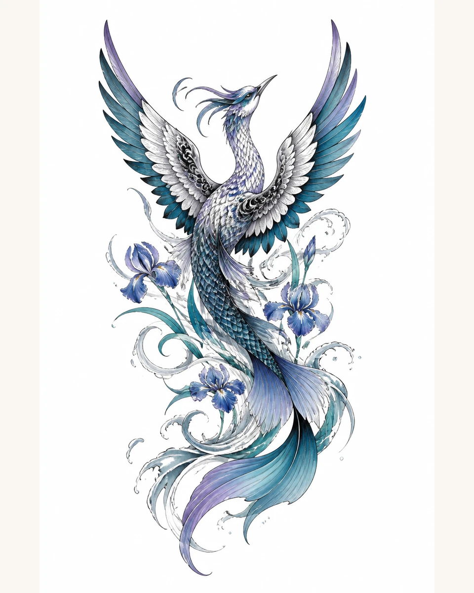 Qu Ru — Iris Tide original tattoo design preview