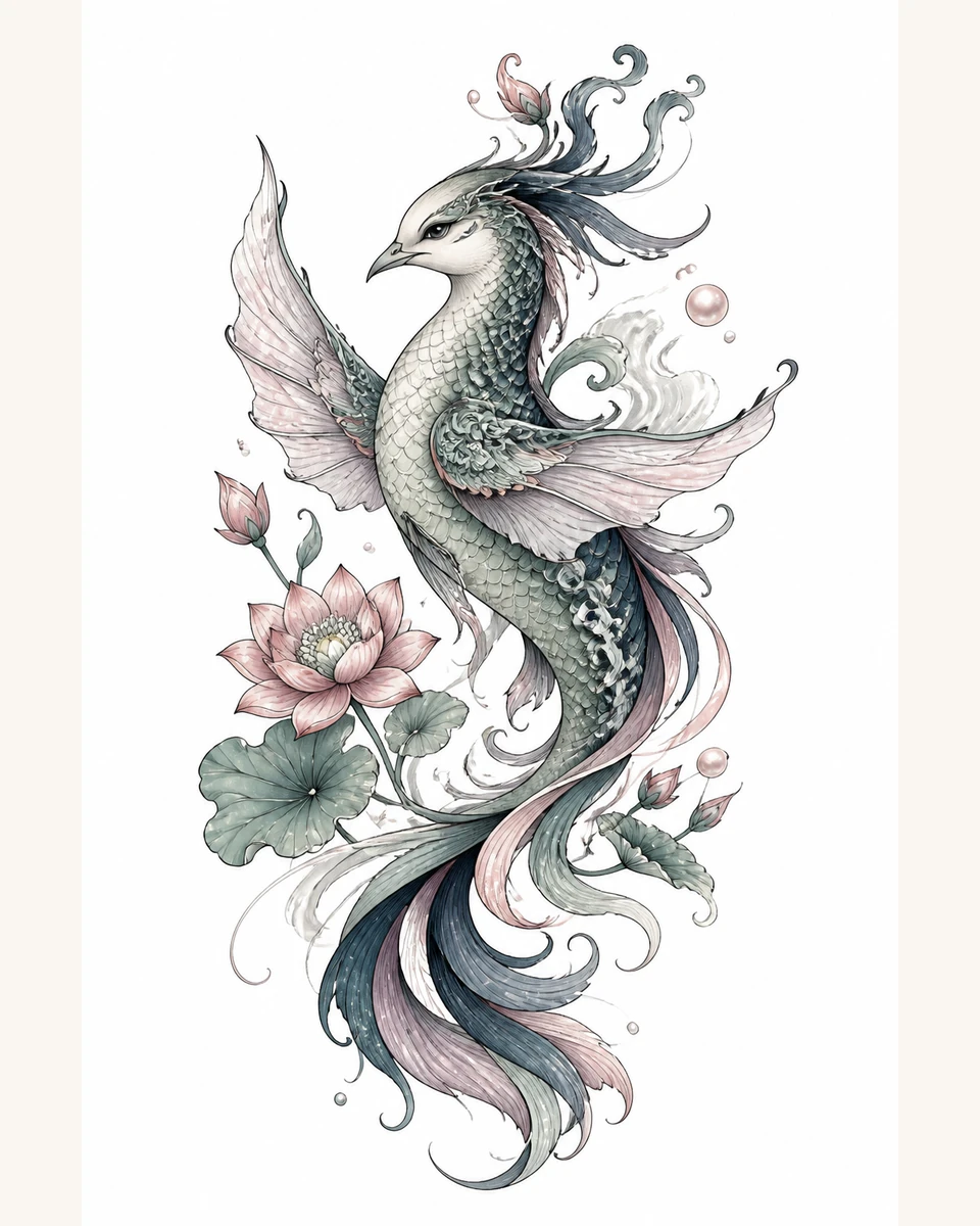 Chi Ru — Quiet Current original tattoo design preview