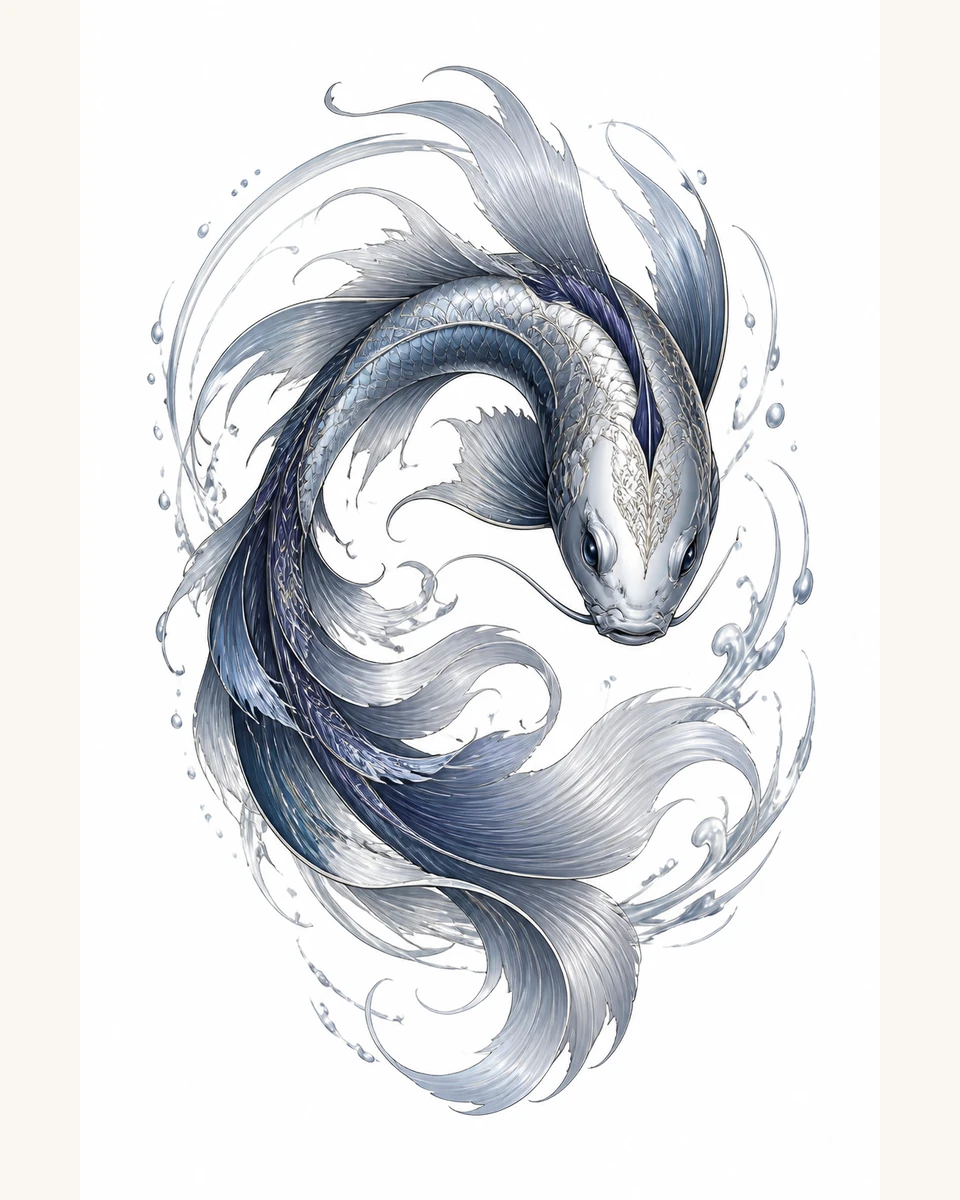 Luo Yu — Silver Ripple original tattoo design preview