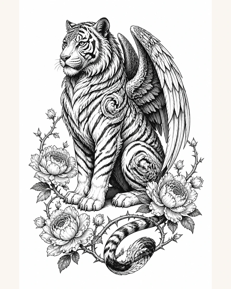 Qiongqi — Velvet Defiance original tattoo design preview