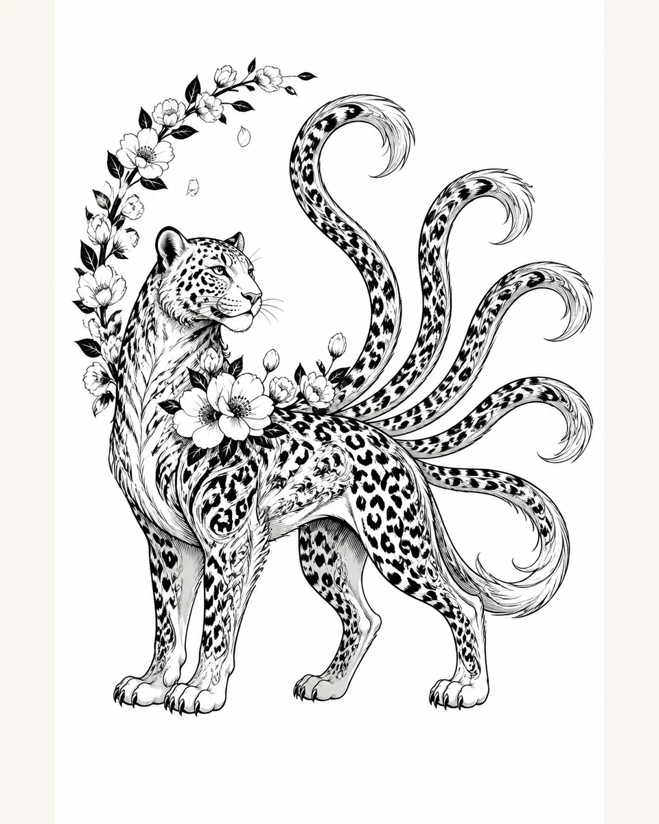 Zheng — Five-Tail Poise original tattoo design preview