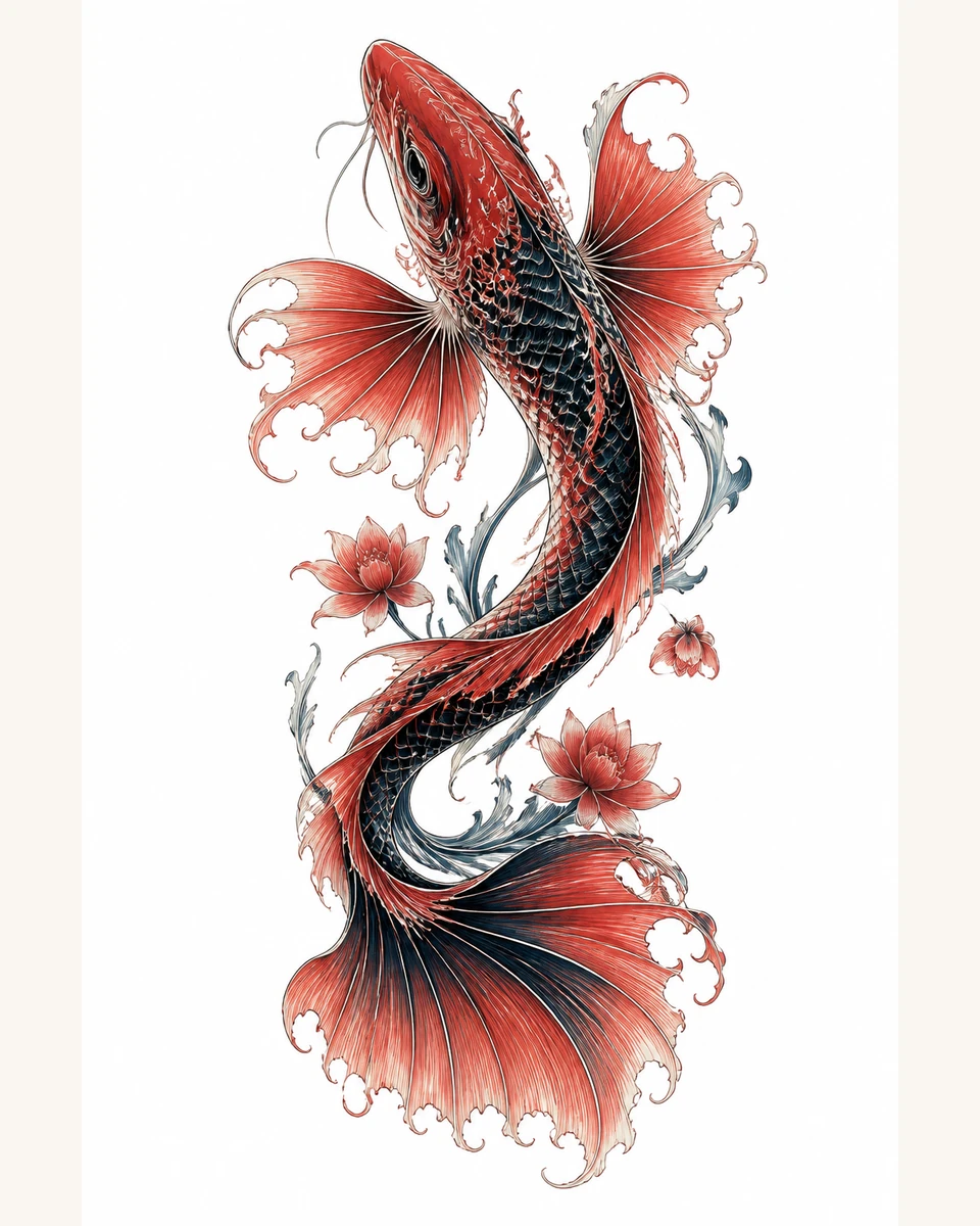 Ran Yi Yu — Crimson Shoal original tattoo design preview