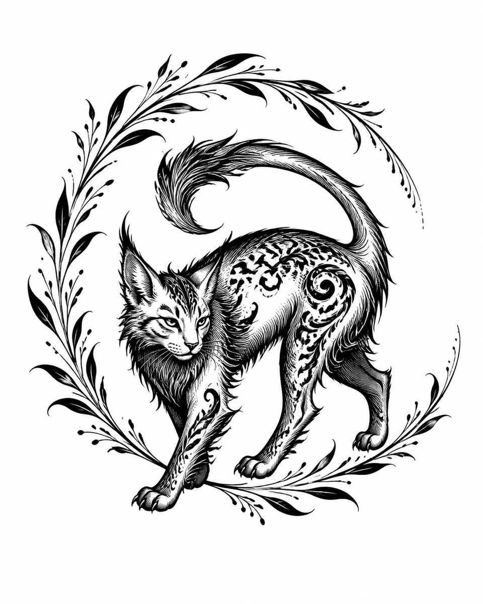 Qi Tu — Crescent Prowl original tattoo design preview