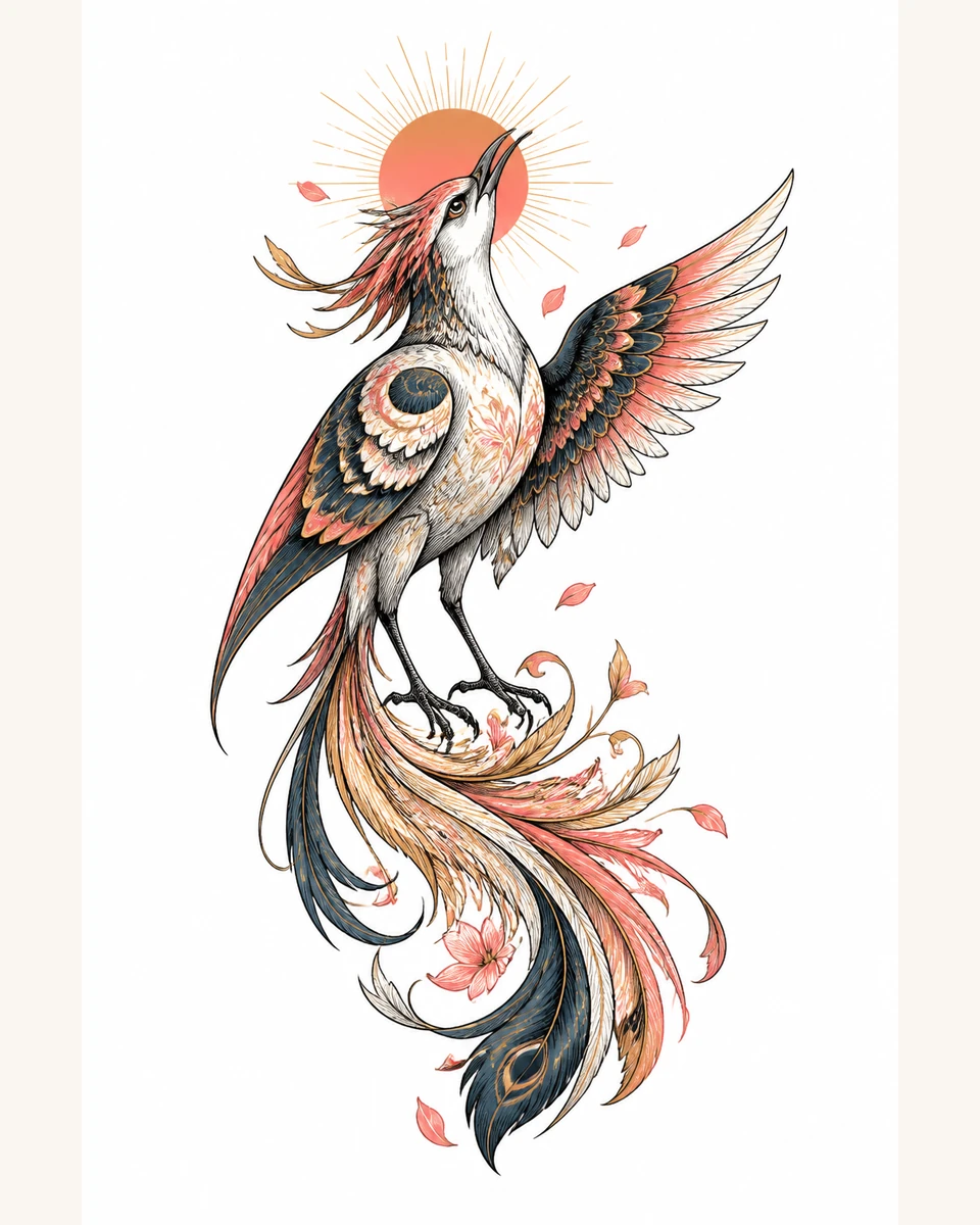 Huan — Dawn Call original tattoo design preview