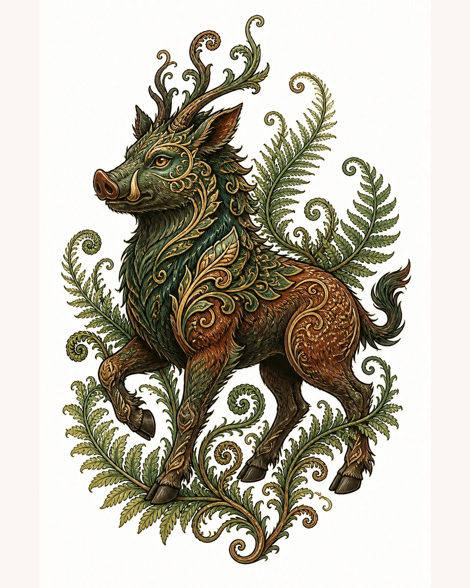 Zhu Huai — Fern Crest original tattoo design preview