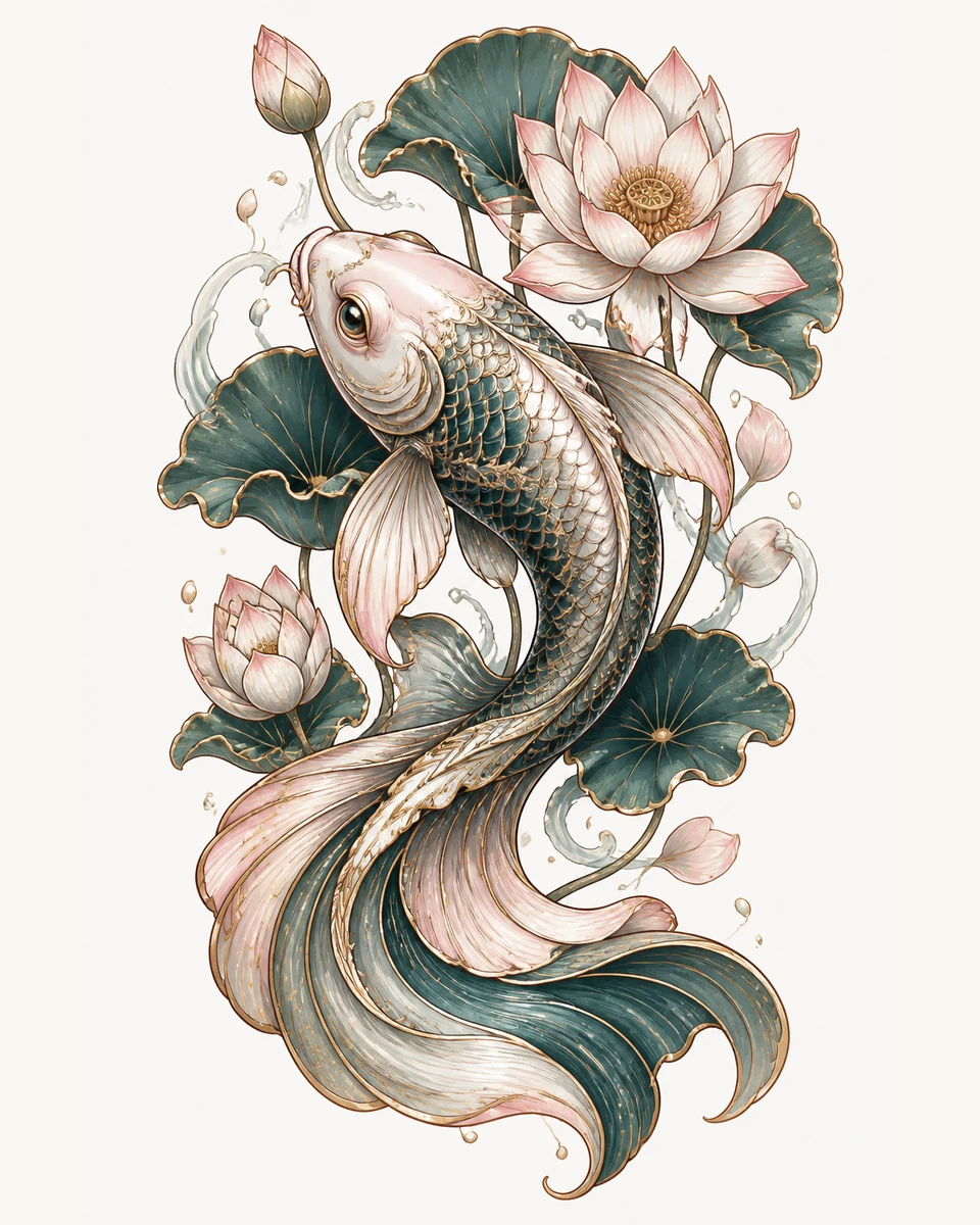 Gan Yu — Lotus Veil original tattoo design preview