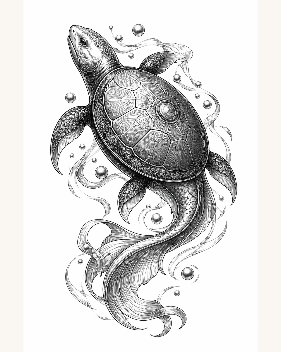 Zhu Bie Yu — Pearl Shell original tattoo design preview