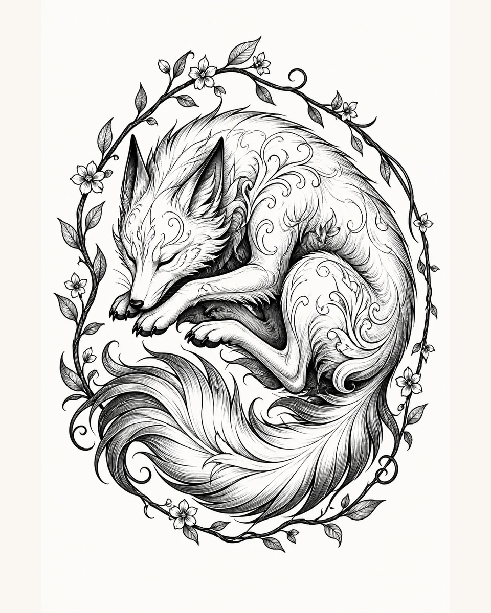 Fei Fei — Dreaming Vine original tattoo design preview