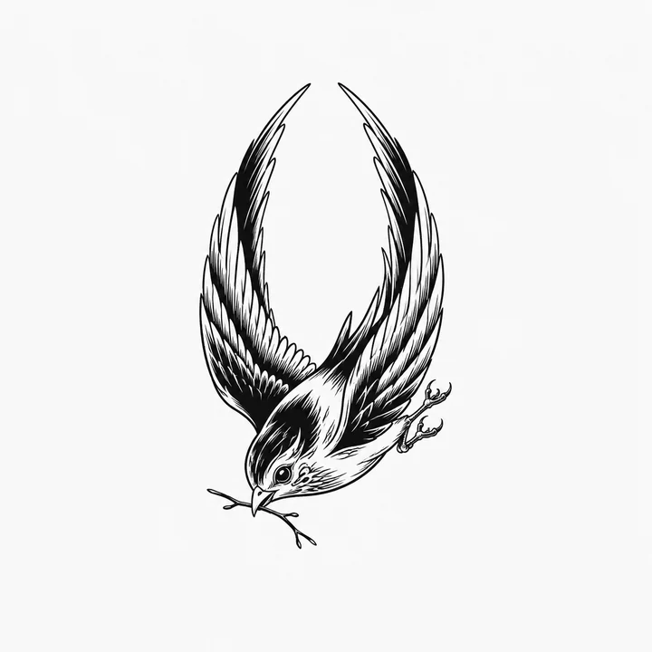 Jingwei — Unfailing Wing original tattoo design preview