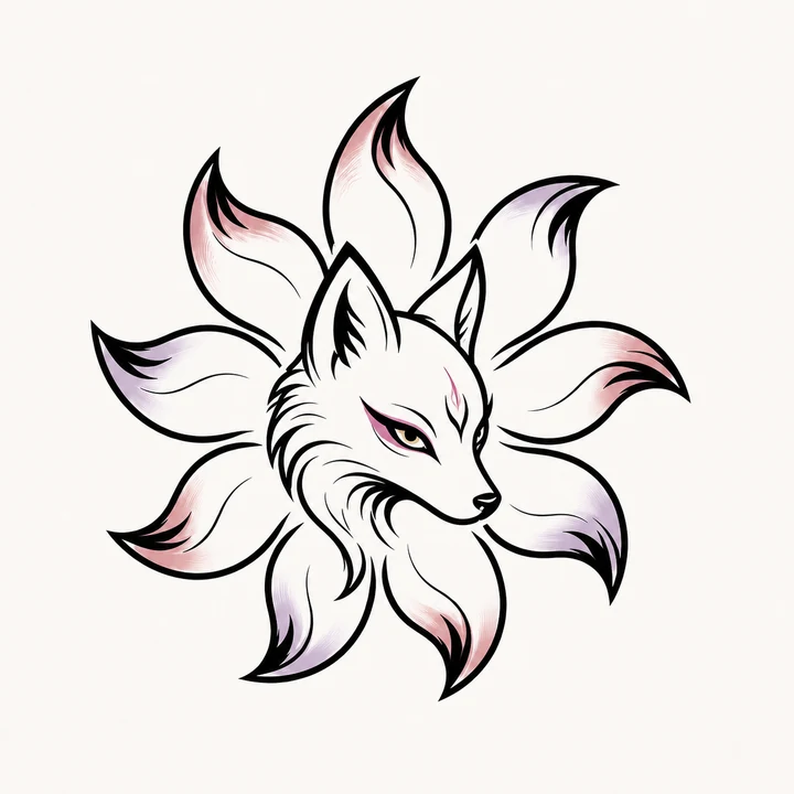Jiuweihu — Nine-Tail Fan original tattoo design preview