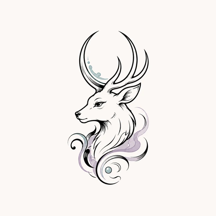 Fuzhu — Moon Antler original tattoo design preview