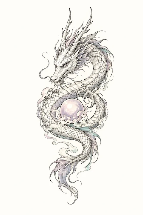 Jiaolong — Pearl Coil original tattoo design preview