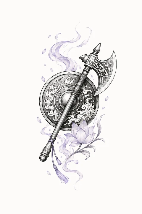 Xingtian — Unbroken Will original tattoo design preview