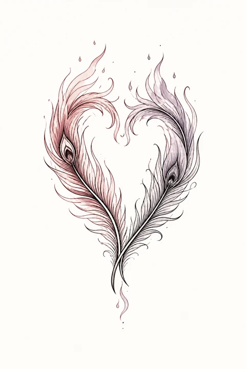Fenghuang — Heartfire Feather original tattoo design preview