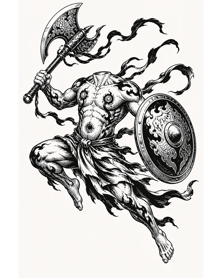 Xing Tian original tattoo design preview